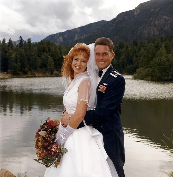 Major Mike Waggett and Sandy Waggett's 1999 wedding at the US Air Force Academy.  Mike served as an assistant professor and instructor pilot.